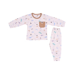 BOYS L/S 2PC PAJAMA SUIT L-BROWN 0-3M ZHS-26 13 W.G Default Title - MamasJan KidsWear