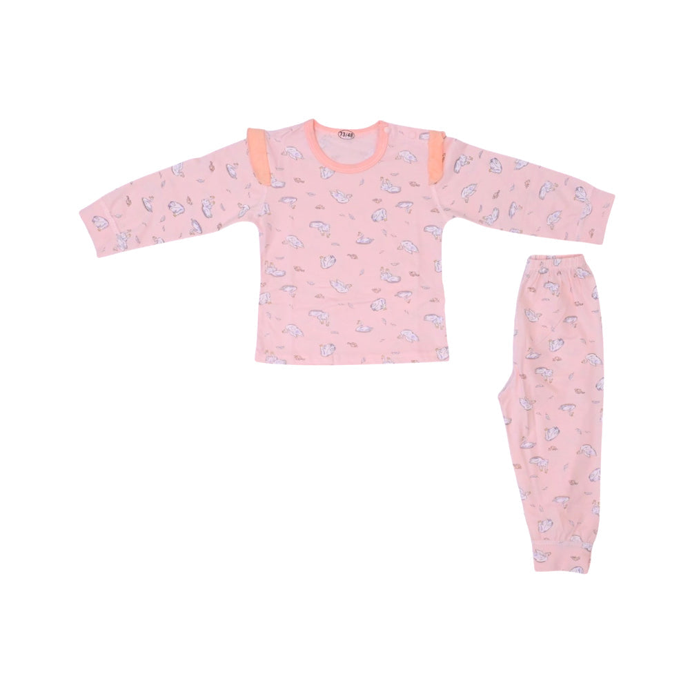 GIRLS L/S 2PC PAJAMA SUIT L-PEACH 3-6M ZHS-26 14 W.G Default Title - MamasJan KidsWear