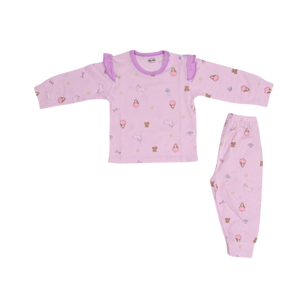 GIRLS L/S 2PC PAJAMA SUIT L-PURPLE 0-3M ZHS-26 14 W.G Default Title - MamasJan KidsWear