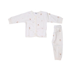 UNISEX L/S 2PC PAJAMA SUIT L/W OFF WHITE PRINTED 0-3M ZHS-26 Default Title - MamasJan KidsWear