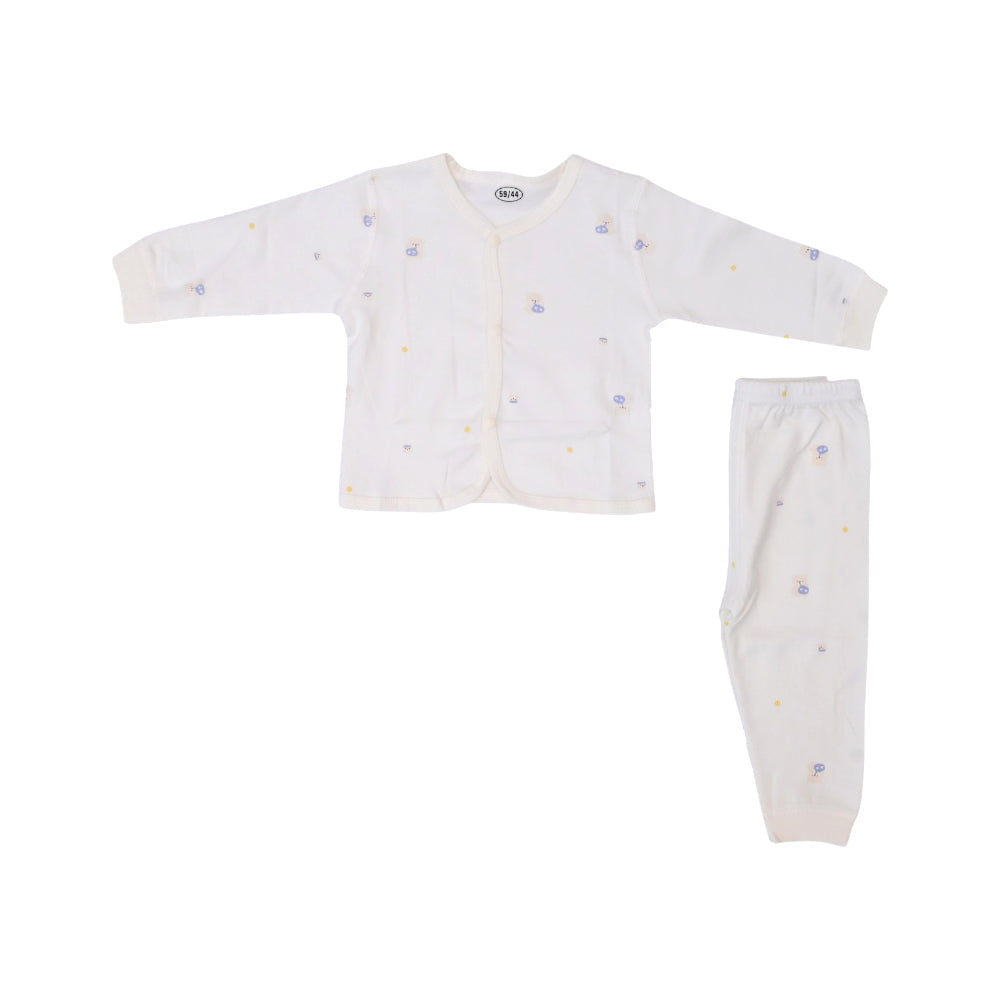 UNISEX L/S 2PC PAJAMA SUIT L/W CREAM N.B ZHS-26 15 W.G Default Title - MamasJan KidsWear