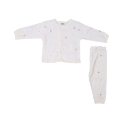 UNISEX L/S 2PC PAJAMA SUIT L/W CREAM N.B ZHS-26 15 W.G Default Title - MamasJan KidsWear
