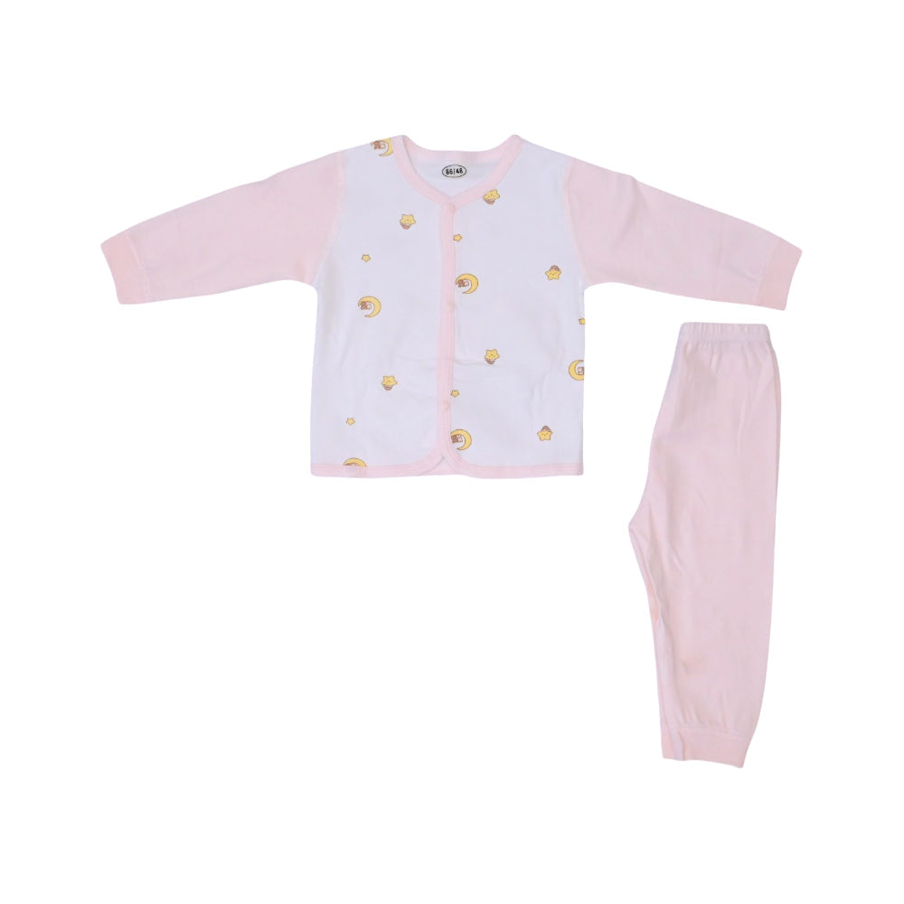 UNISEX L/S 2PC PAJAMA SUIT L/W L-PINK 0-3M ZHS-26 16 W.G Default Title - MamasJan KidsWear