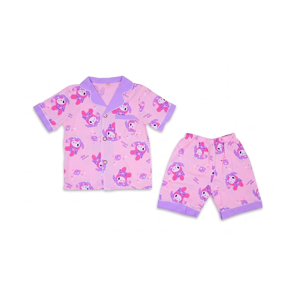 GIRLS S/S 2PC KNICKER SUIT PINK/PURPLE 3-4YEAR ZHS-26 105 W Default Title - MamasJan KidsWear