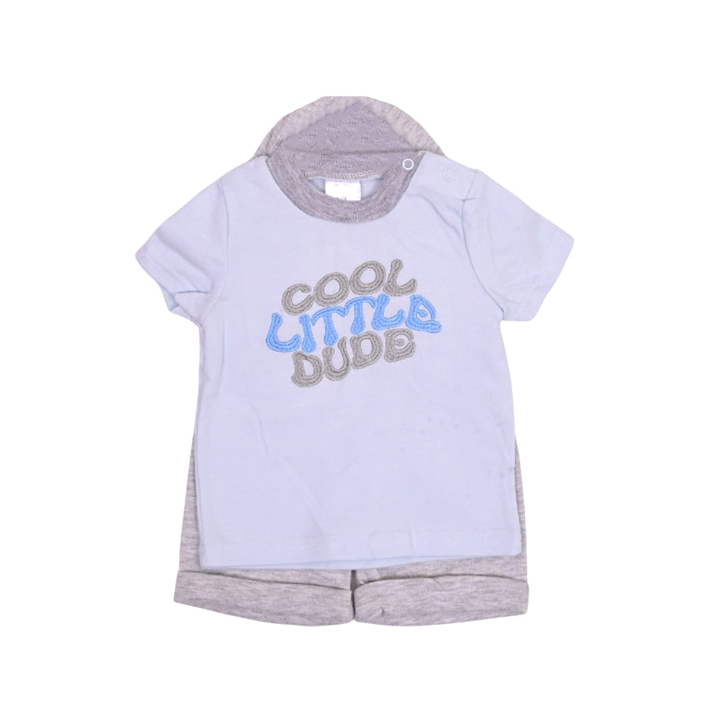 BOY S/S 3PC KNICKER SUIT GREY/BLUE 6-9M ZHS-26 NO-2 W.G Default Title - MamasJan KidsWear