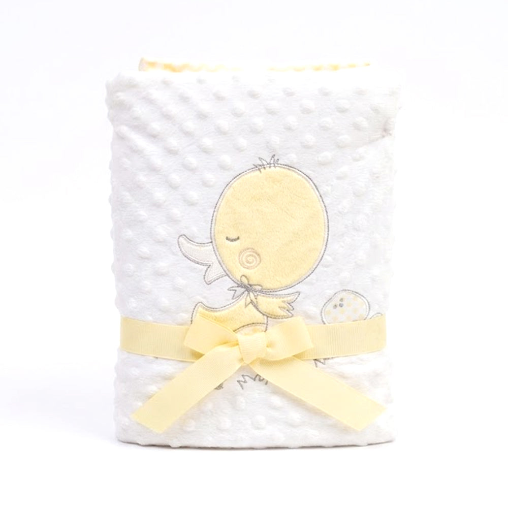 BABY FLEECE WRAPPING SHAWL WHITE & YELOW IR XYBL02 MS-22 S-2 Default Title - MamasJan KidsWear