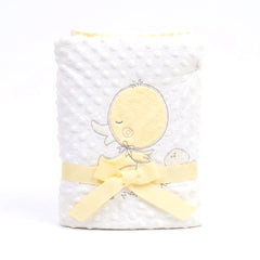 BABY FLEECE WRAPPING SHAWL WHITE & YELOW IR XYBL02 MS-22 S-2 Default Title - MamasJan KidsWear