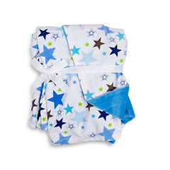 BABY FLEECE WRAPPING SHAWL BLUE WHITE STAR MZS-23 08 Default Title - MamasJan KidsWear