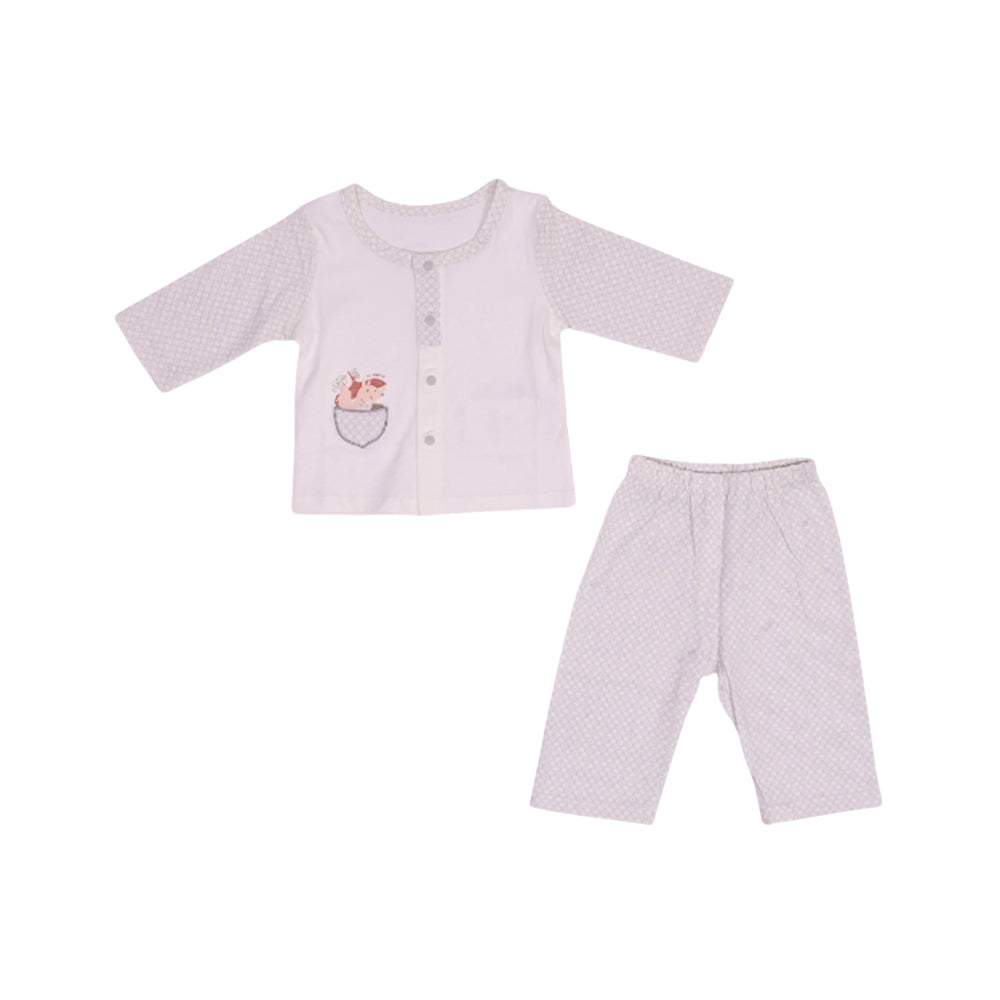 BOYS L/S 2PC L/W PAJAMA SUIT GREY/WHITE N.B ZHS-26 9167 I.G Default Title - MamasJan KidsWear