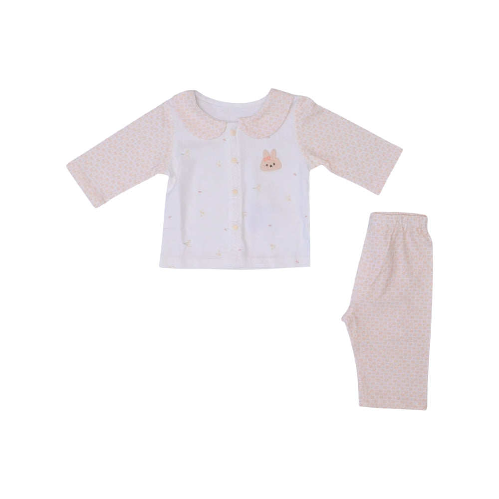 GIRLS L/S 2PC L/W PAJAMA SUIT PEACH/WHITE N.B ZHS-26 9168 I. Default Title - MamasJan KidsWear