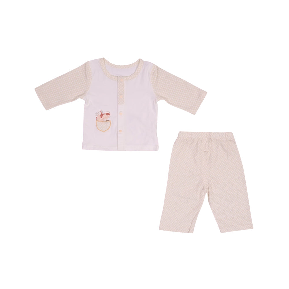 BOYS L/S 2PC L/W PAJAMA SUIT SKIN/WHITE N.B ZHS-26 9168 I.G Default Title - MamasJan KidsWear