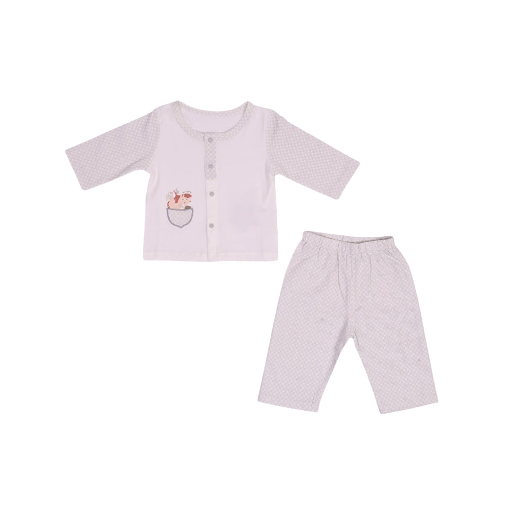 BOYS L/S 2PC L/W PAJAMA SUIT GRAY/WHITE N.B ZHS-26 9165 I.G Default Title - MamasJan KidsWear