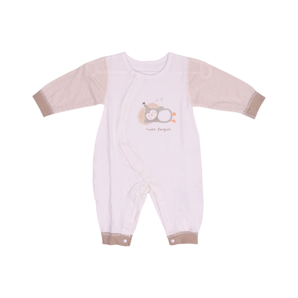 BOYS L/S L/W ROMPER WHITE BROWN 0-3 ZHS-26 9169 I.G Default Title - MamasJan KidsWear