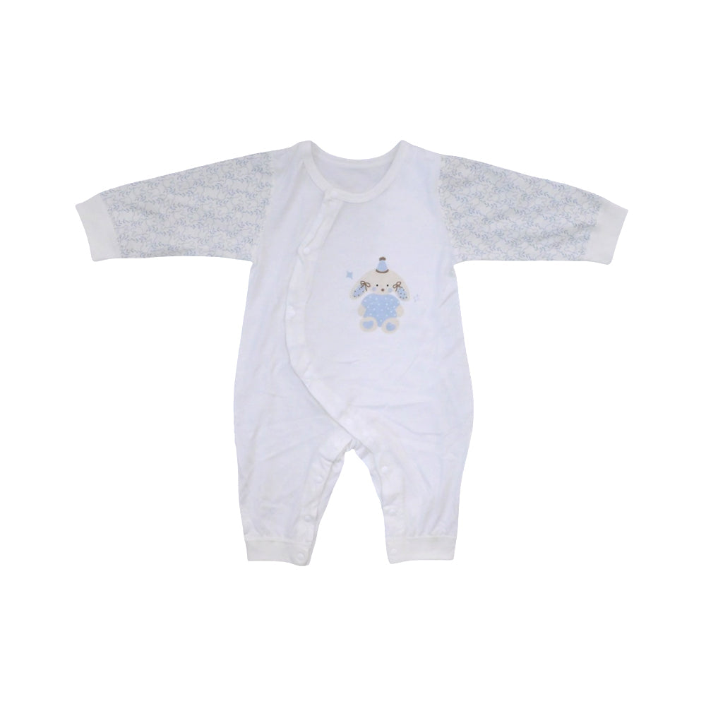 GIRLS L/S L/W ROMPER WHITE/BLUE 0-3 ZHS-26 9266 I.G Default Title - MamasJan KidsWear