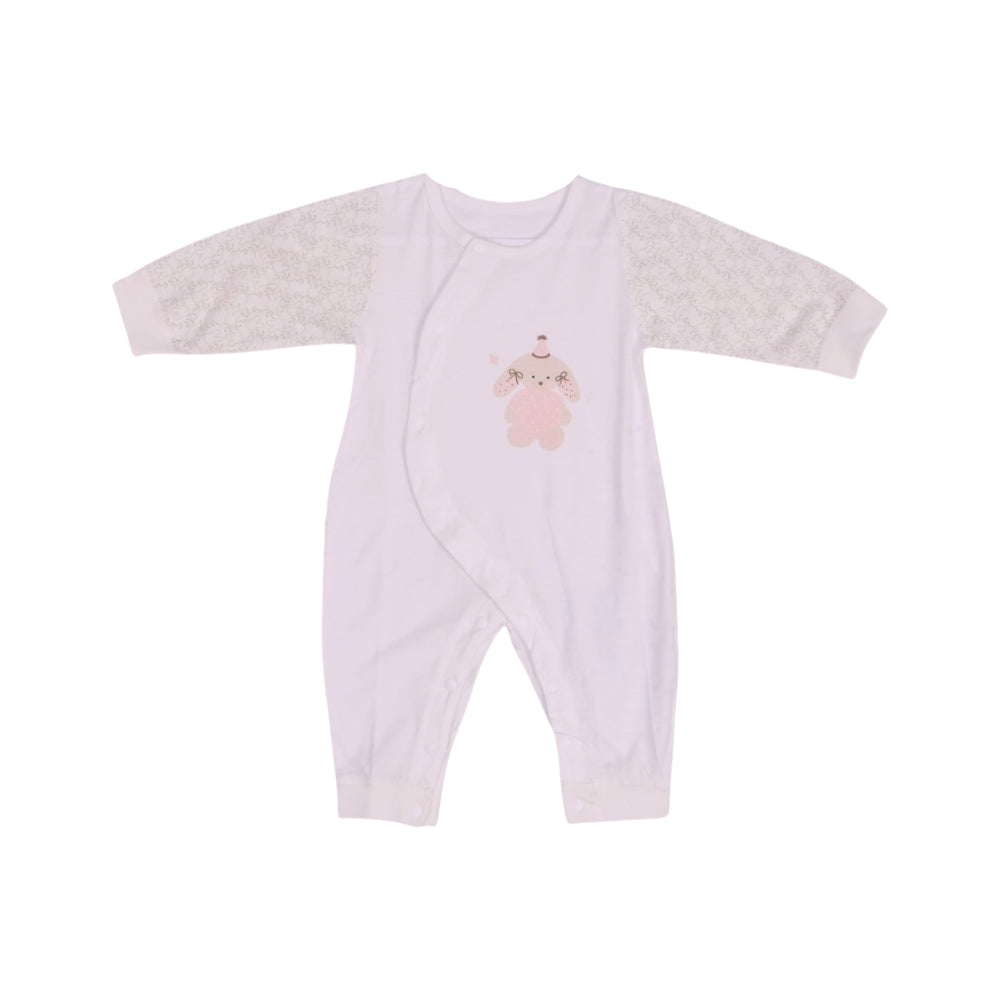 GIRLS L/S L/W ROMPER WHITE PINK 0-3 ZHS-26 9256 I.G Default Title - MamasJan KidsWear
