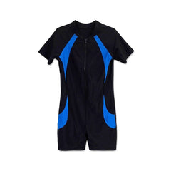 UNISEX S/S 2PC SWIMMING COSTUME BLACK/N-BLUE 10-12YEAR NO-3 Default Title - MamasJan KidsWear