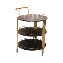 TEA TROLLEY 3 SHELF DELUXE-510 BLACK MARBLE-E18 Default Title - MamasJan Household