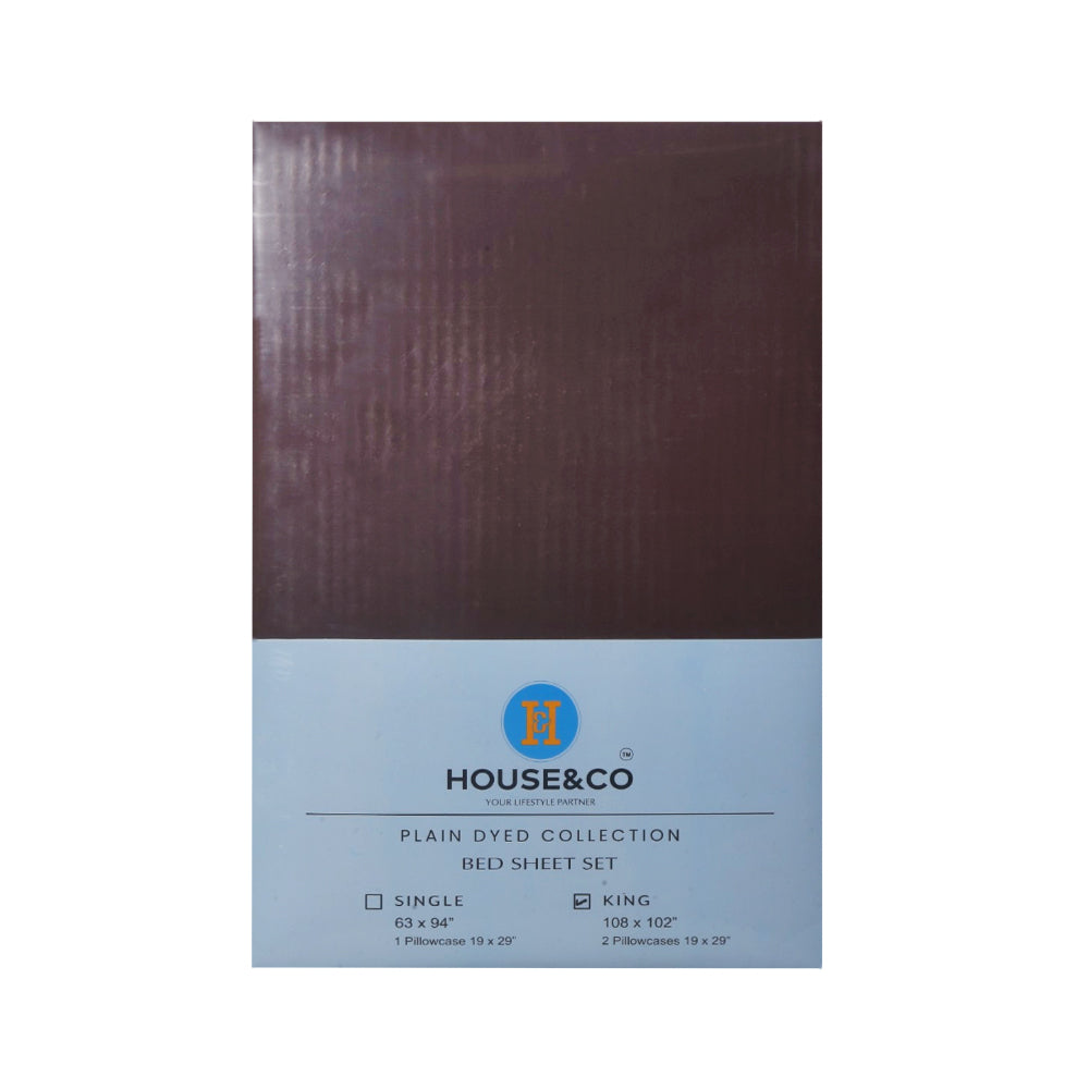 H&C BED SHEET KING CHOCOLATE POLY COTTON 108X102 TC-144 Default Title - MamasJan Household