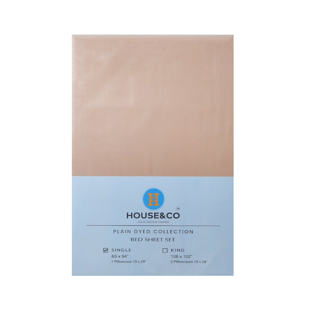 H&C BED SHEET SINGLE GOLD POLY COTTON 63X94 TC-144 Default Title - MamasJan Household