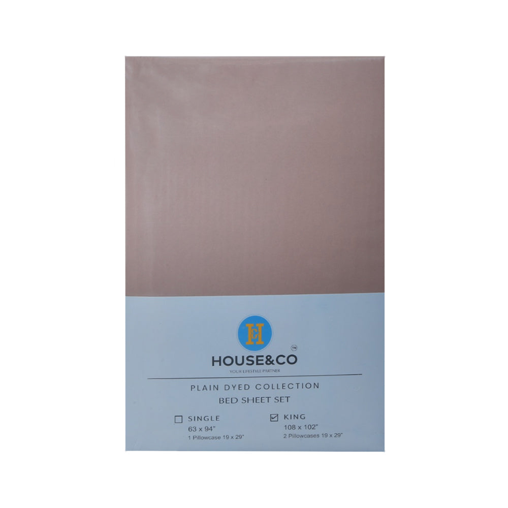 H&C BED SHEET KING BLUSH POLY COTTON 108X102 TC-144 Default Title - MamasJan Household