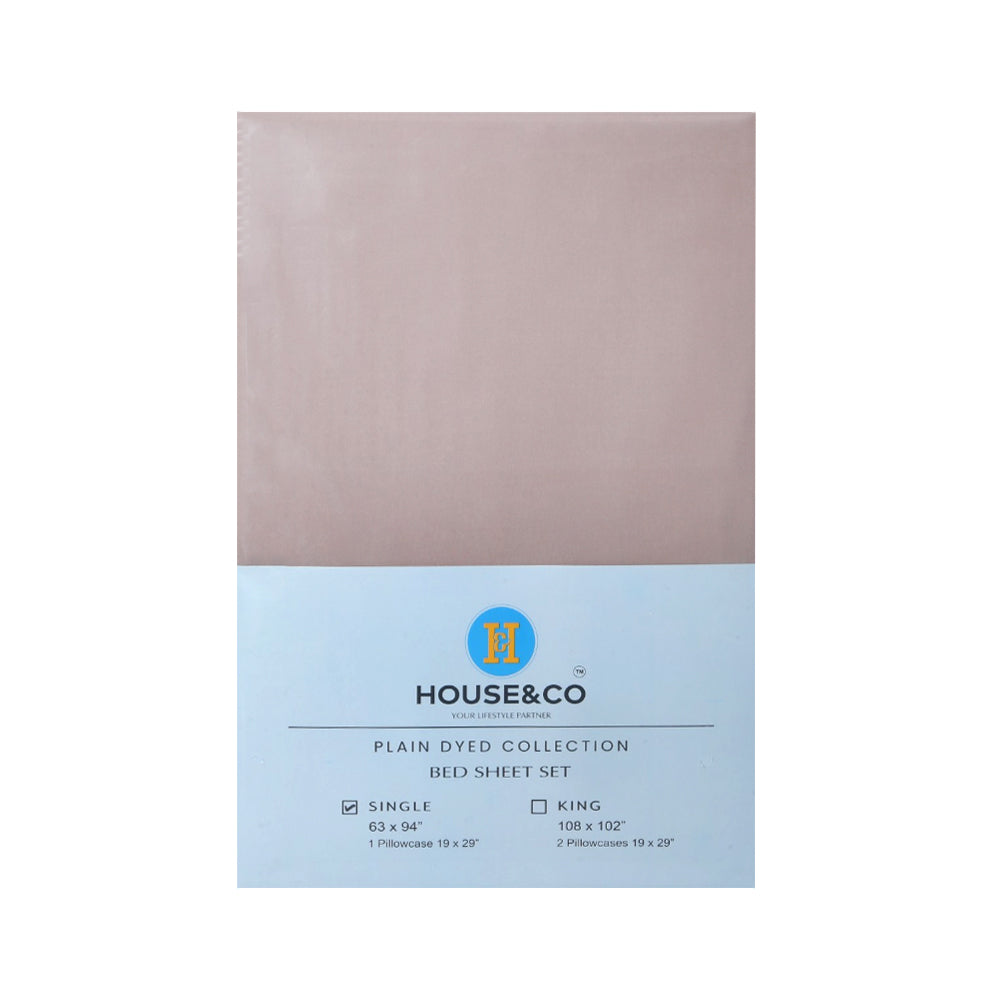 H&C BED SHEET SINGLE BLUSH POLY COTTON 63X94 TC-144 Default Title - MamasJan Household