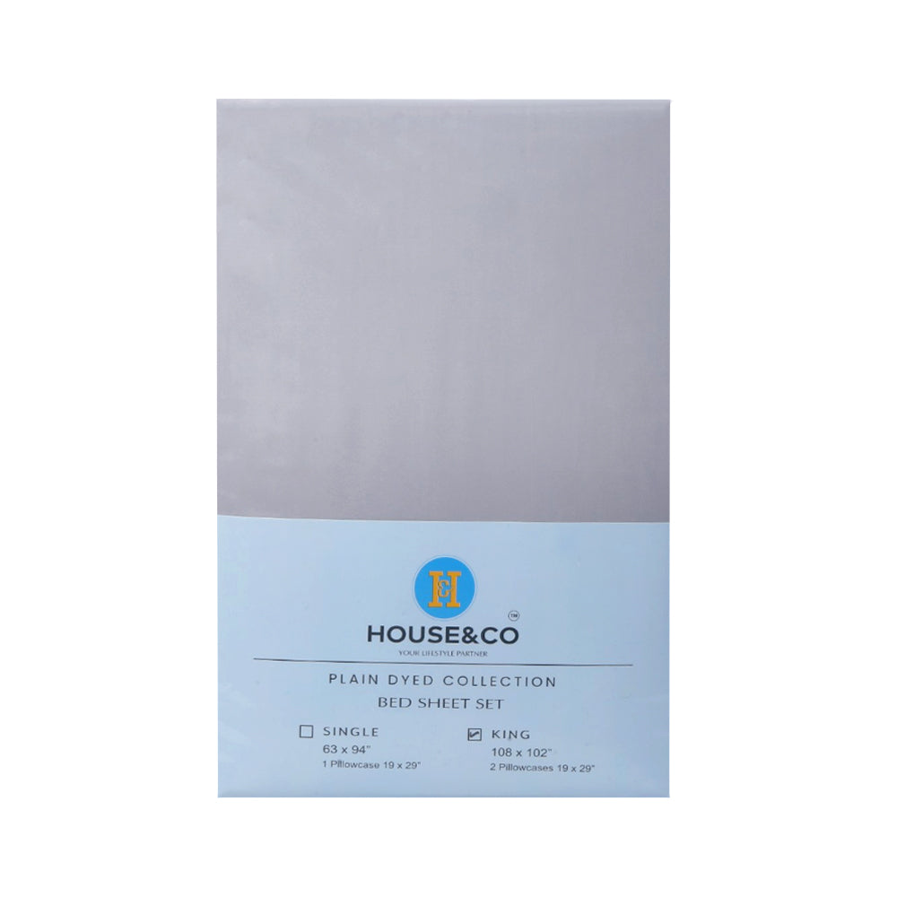 H&C BED SHEET KING LGREY POLY COTTON 108X102 TC-144 Default Title - MamasJan Household