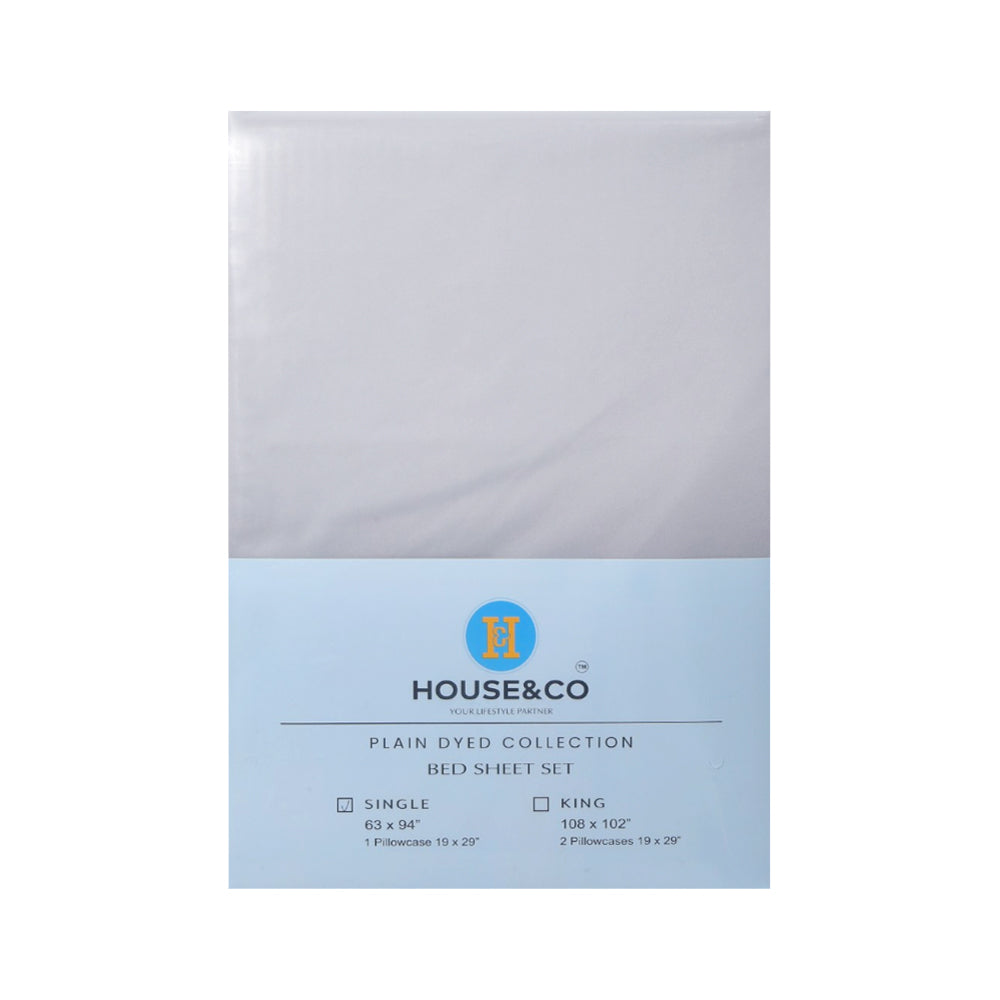 H&C BED SHEET SINGLE LGREY POLY COTTON 63X94 TC-144 Default Title - MamasJan Household