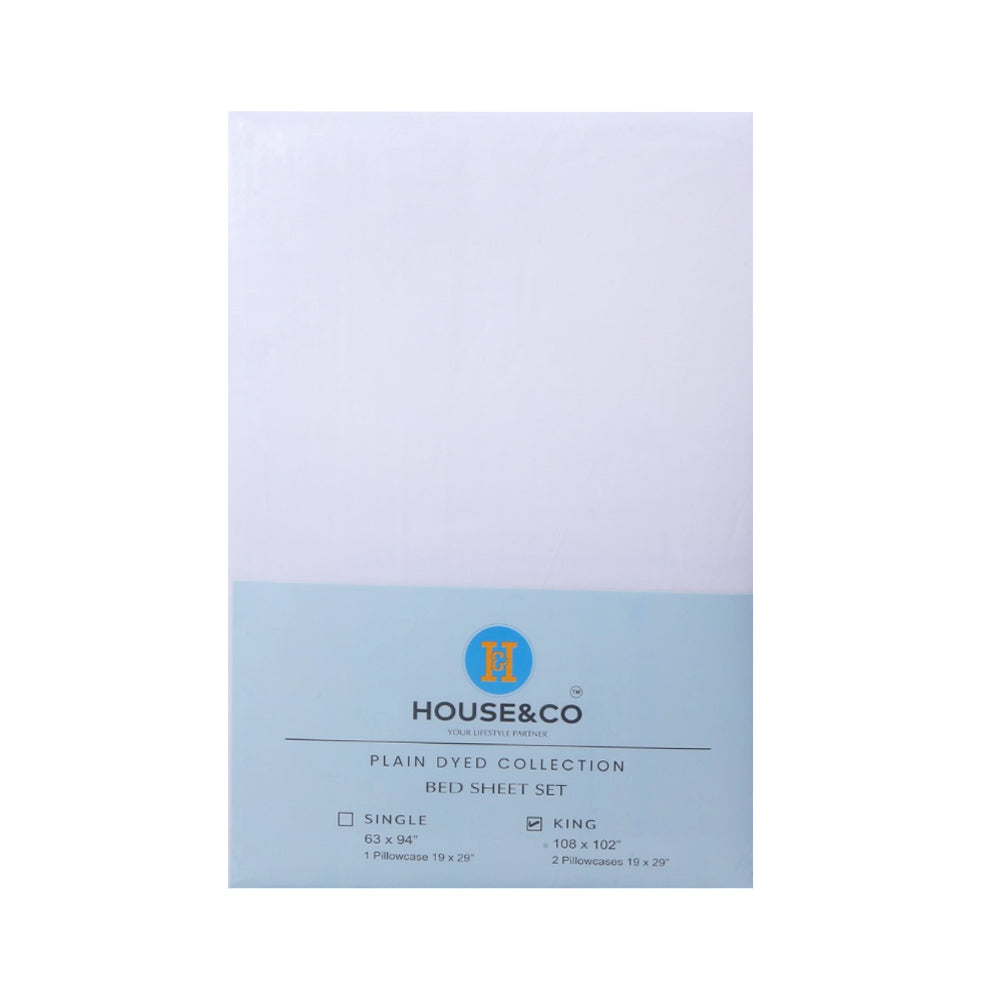 H&C BED SHEET KING WHITE POLY COTTON 108X102 TC-144 Default Title - MamasJan Household
