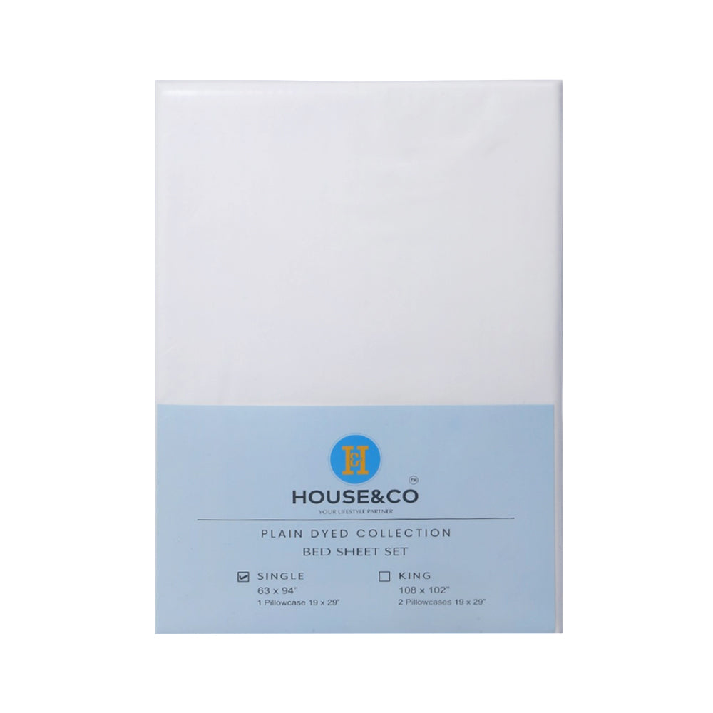 H&C BED SHEET SINGLE OFF WHITE POLY COTTON 63X94 TC-144 Default Title - MamasJan Household