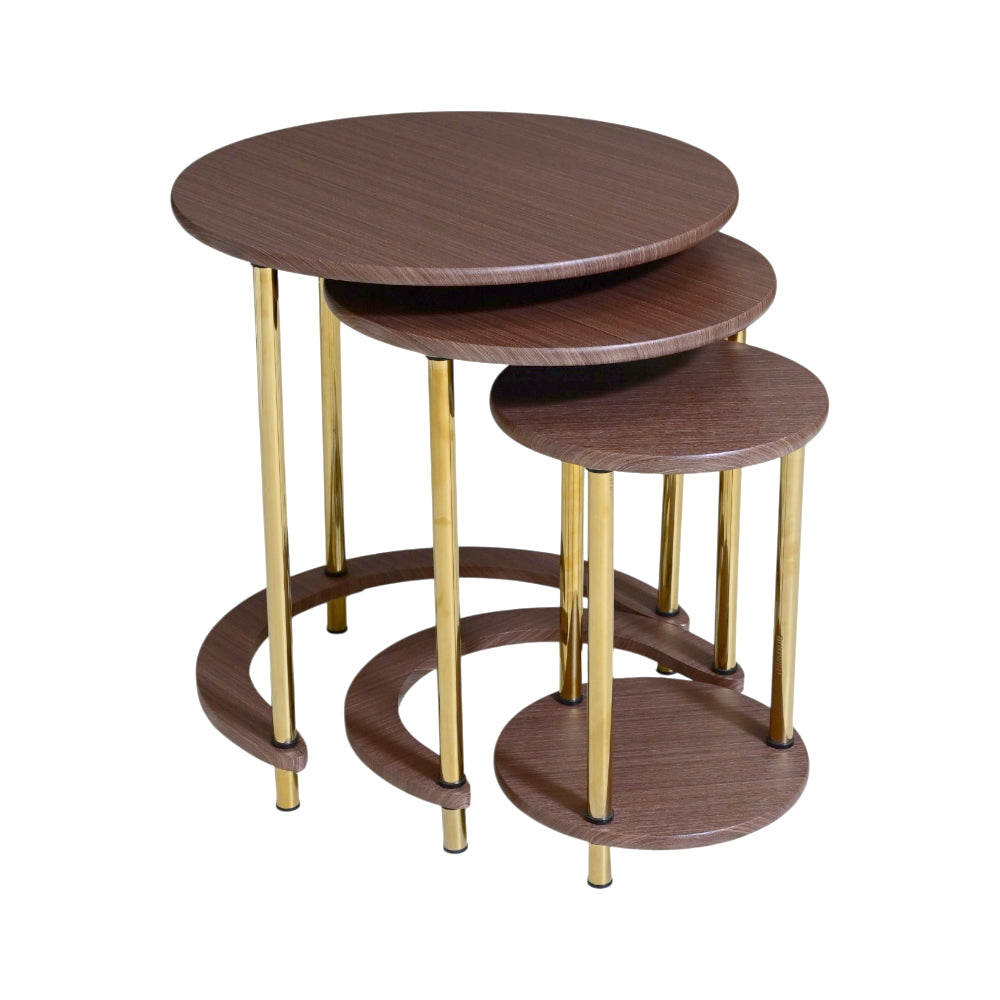 TABLE SET NEST ROUND 3PCS 188 DARK BROWN E14 Default Title - MamasJan Household