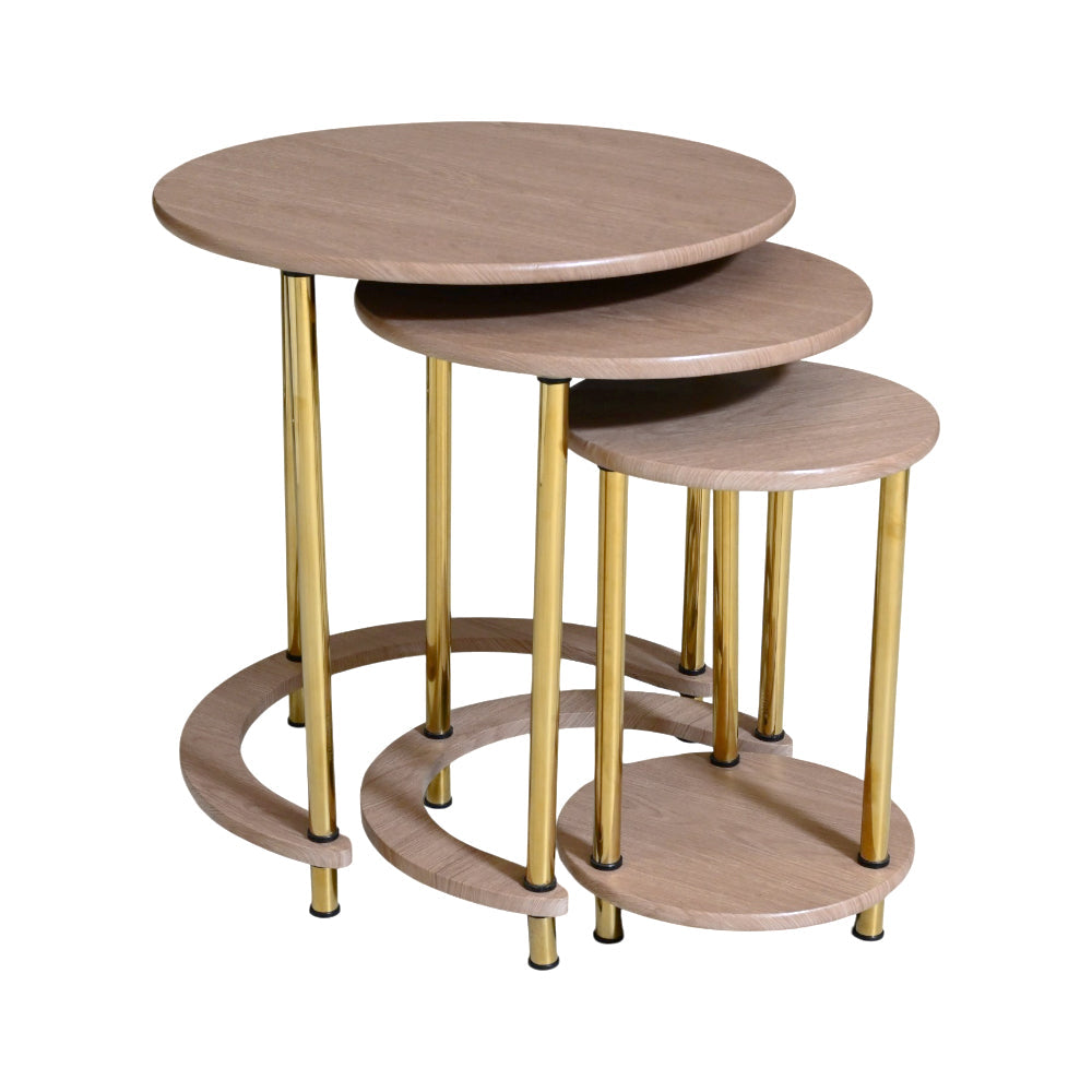 TABLE SET NEST ROUND 3PCS 188 TEXTURE WOOD E08 Default Title - MamasJan Household