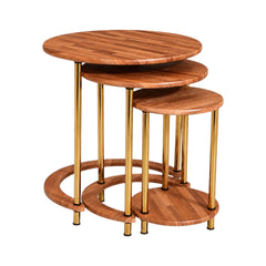 TABLE SET NEST ROUND 3PCS 188 BRICK WOOD E25 Default Title - MamasJan Household
