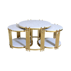 CENTER TABLE ROUND 1+2 (CT-3000) WHITE MARBLE E-02 Default Title - MamasJan Household