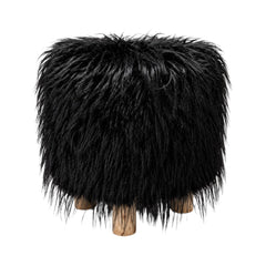 FUR STOOL BLACK IR 36073-1 Default Title - MamasJan Household