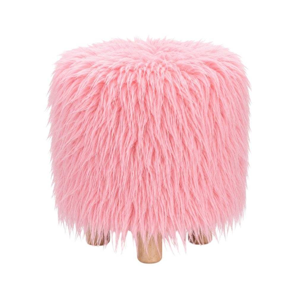 FUR STOOL PINK IR 36073-3 Default Title - MamasJan Household