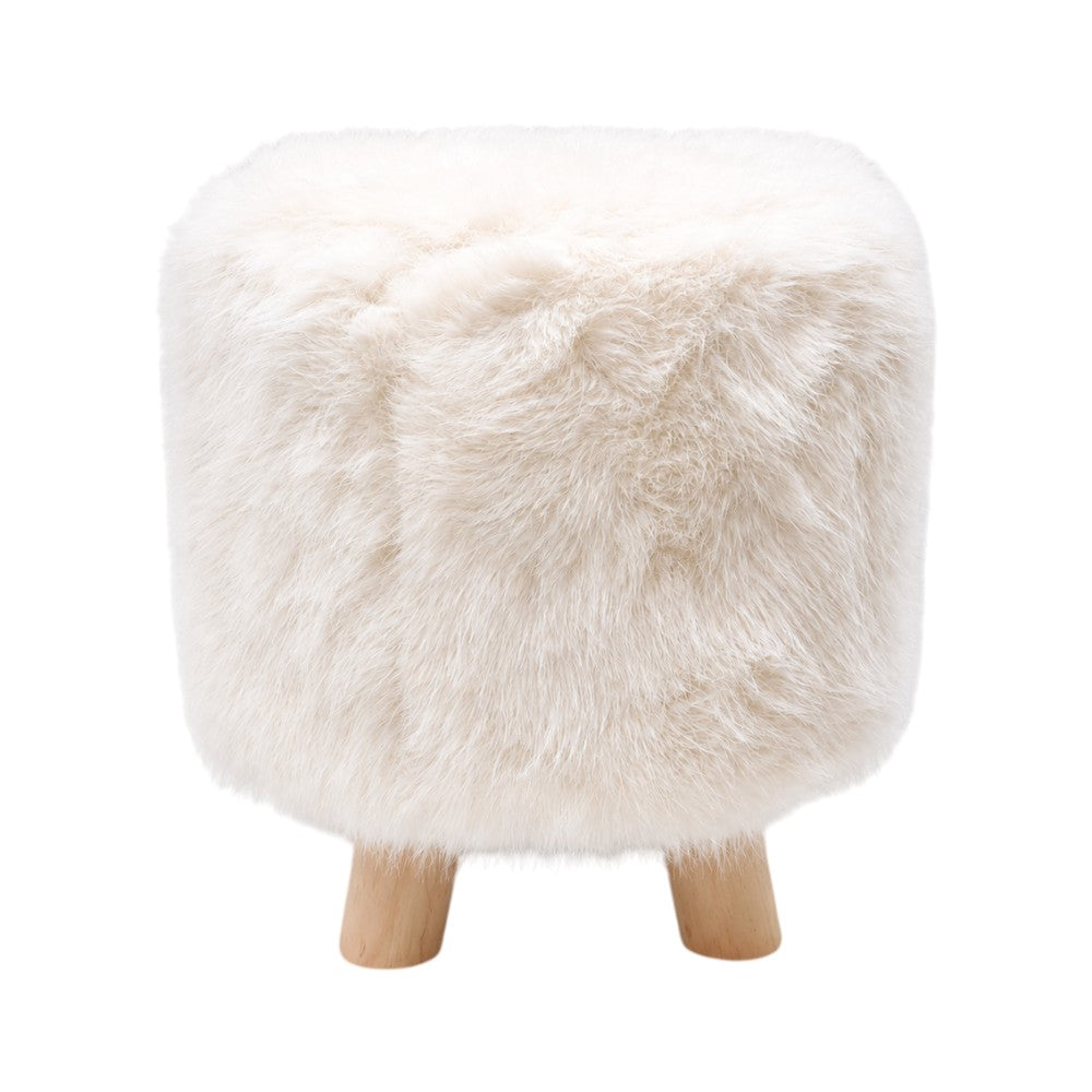 FUR STOOL OFF WHITE IR 36073-8 Default Title - MamasJan Household