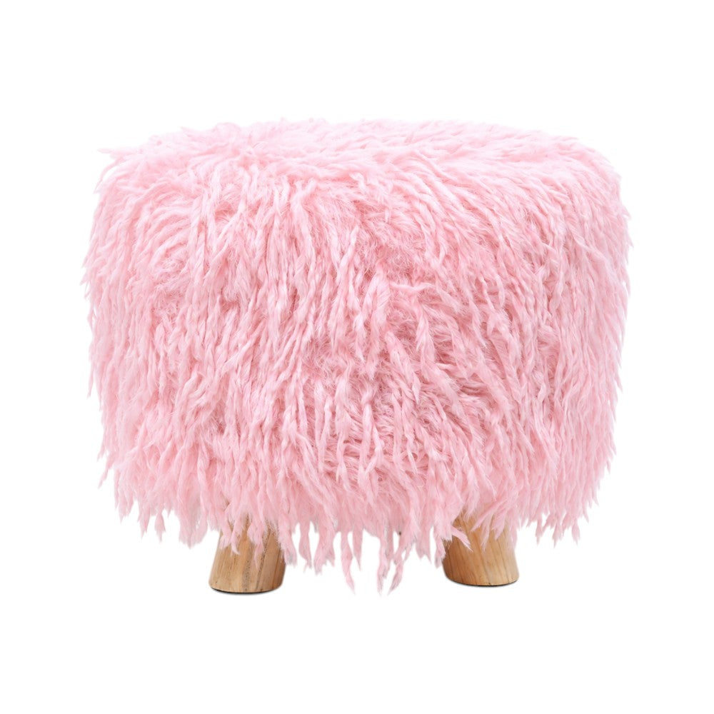 FUR STOOL PINK IR 36073-11 Default Title - MamasJan Household