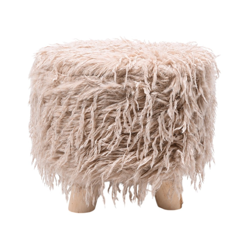 FUR STOOL BEIG IR 36073-12 Default Title - MamasJan Household