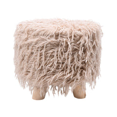 FUR STOOL BEIG IR 36073-12 Default Title - MamasJan Household