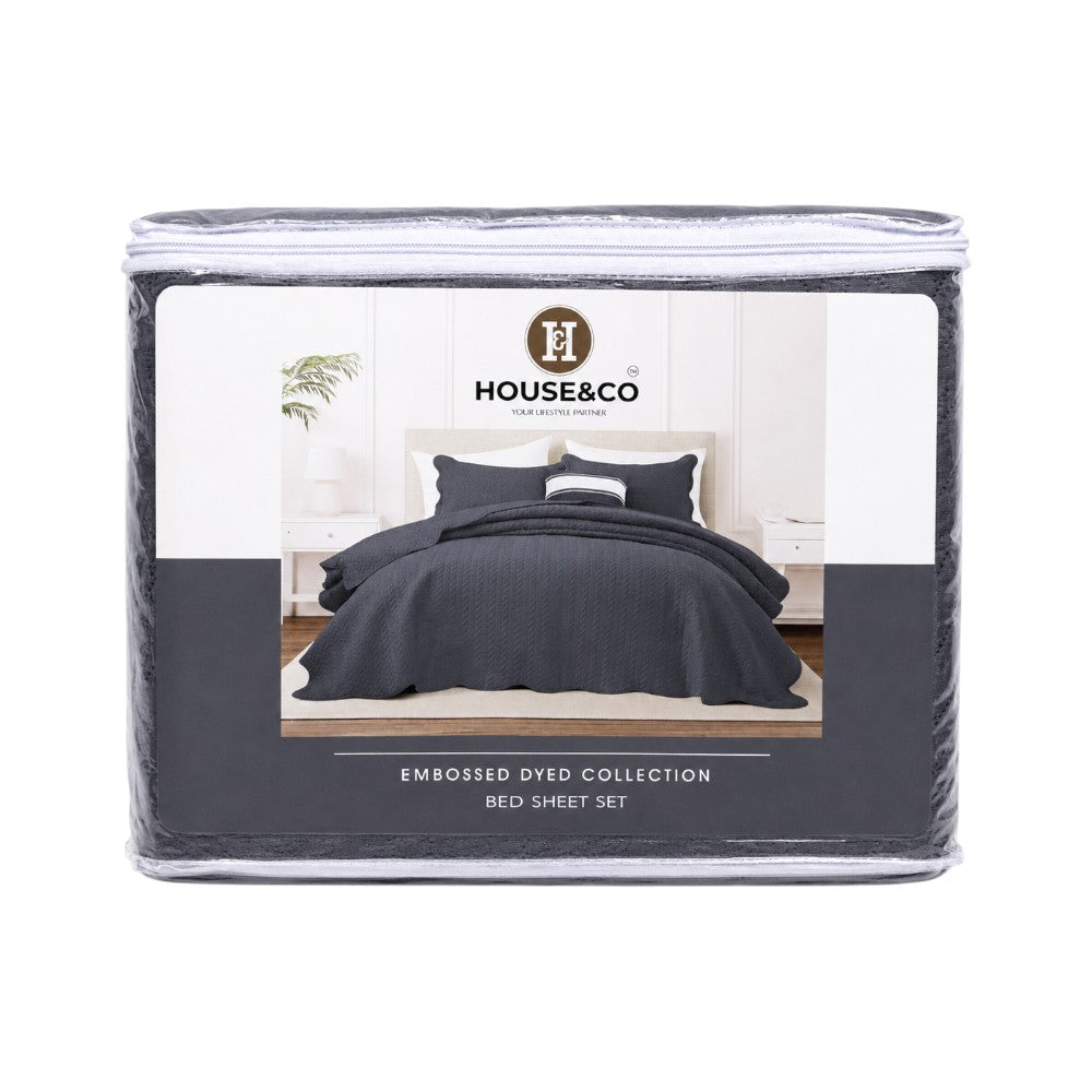 H&C KING BEDSPREAD LEAF GRAY 78X78 Default Title - MamasJan Household
