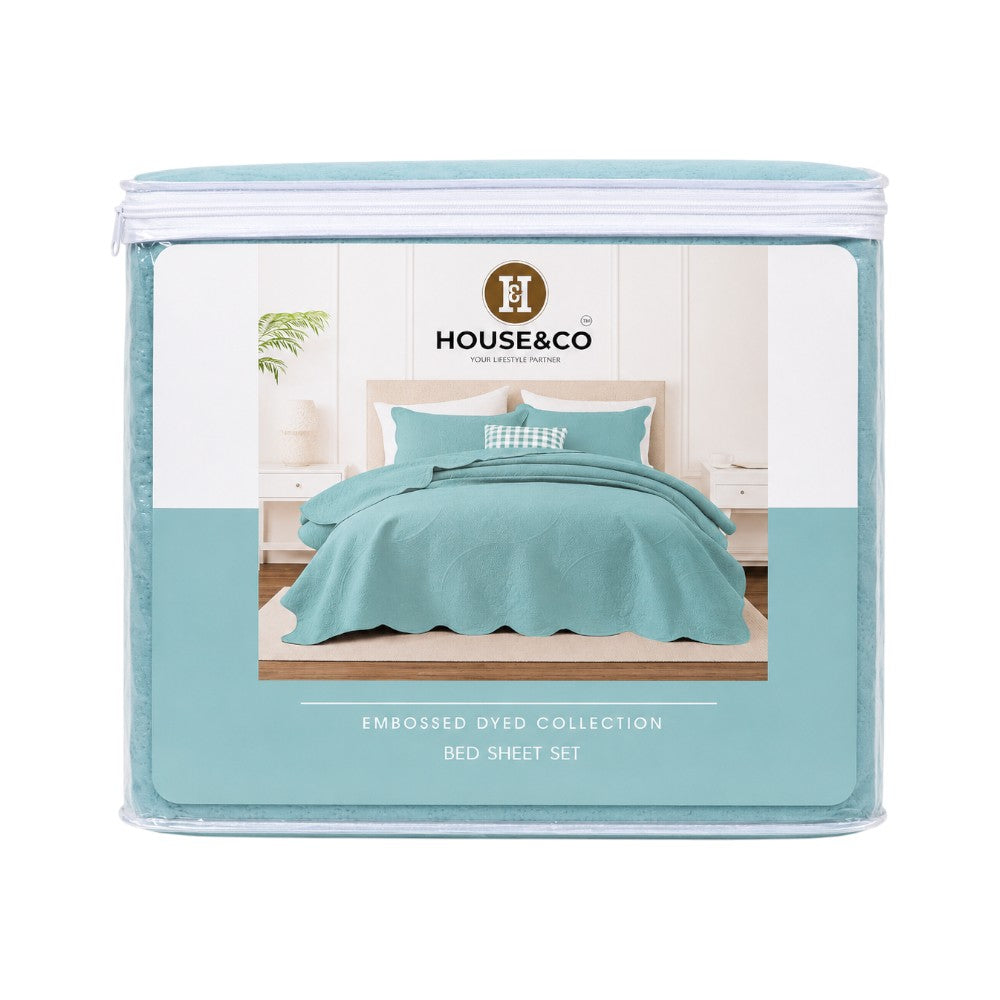 H&C KING BEDSPREAD FLORAL AQUA 78X78 Default Title - MamasJan Household