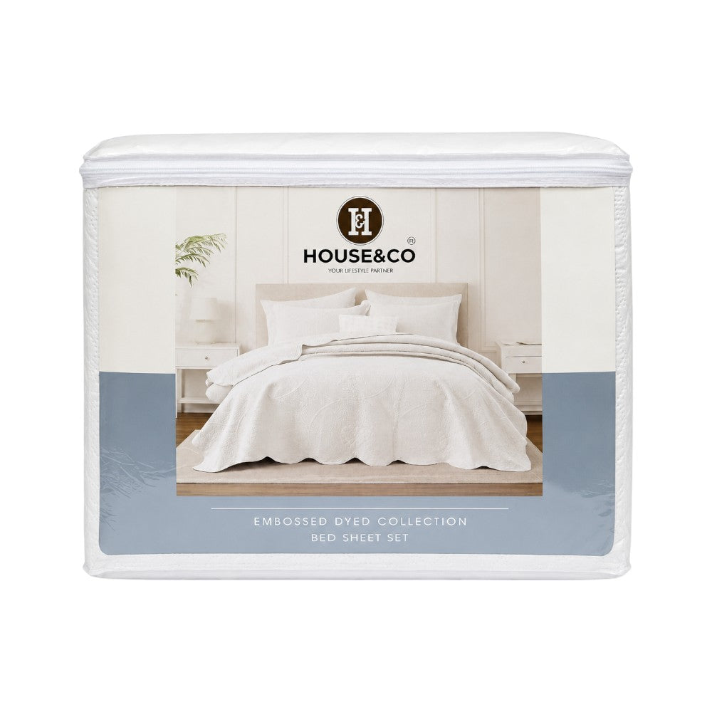 H&C KING BEDSPREAD FLORAL OFF WHITE 78X78 Default Title - MamasJan Household