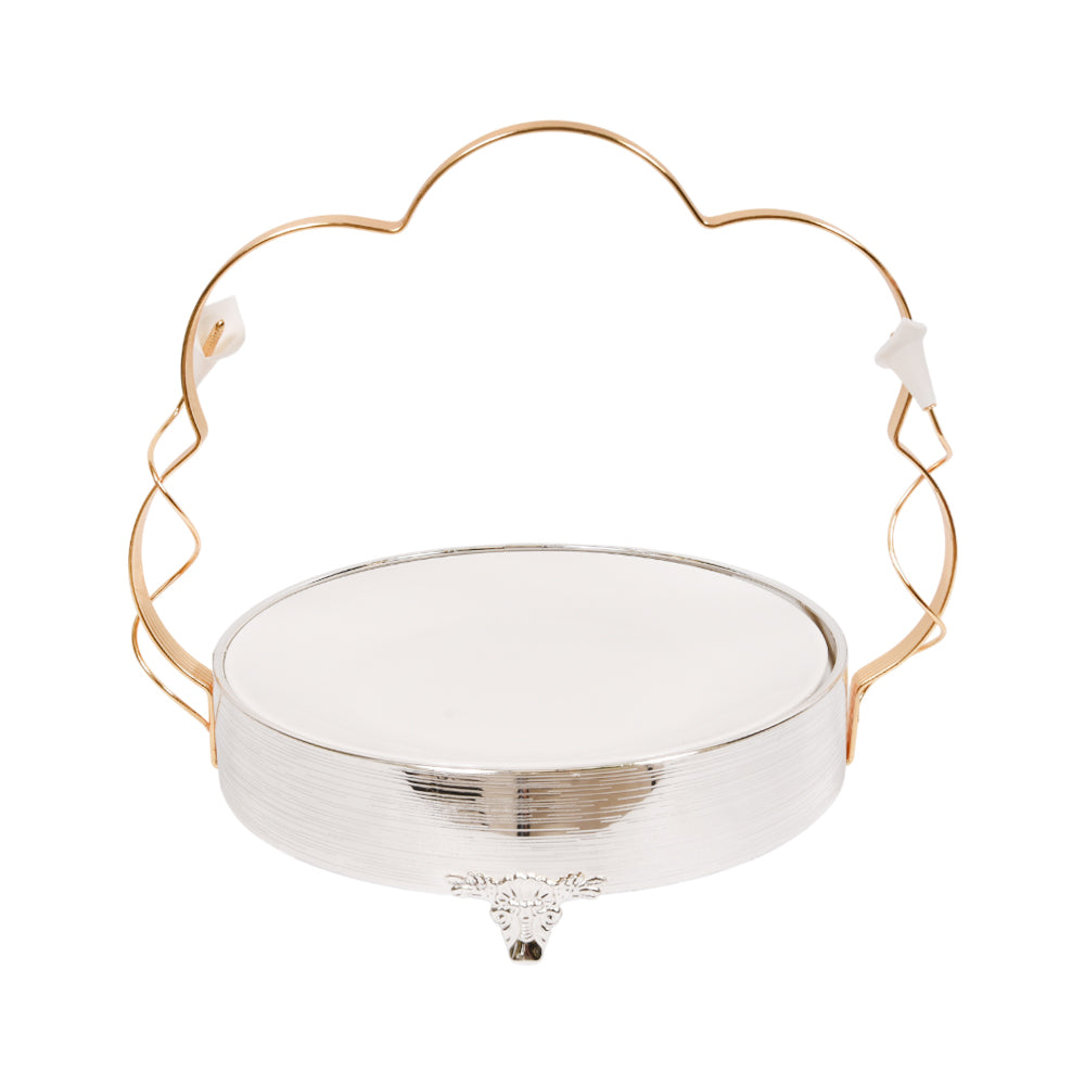 DISH WITH HANDLE SILVER 87-6 (L) Default Title - MamasJan Crockery
