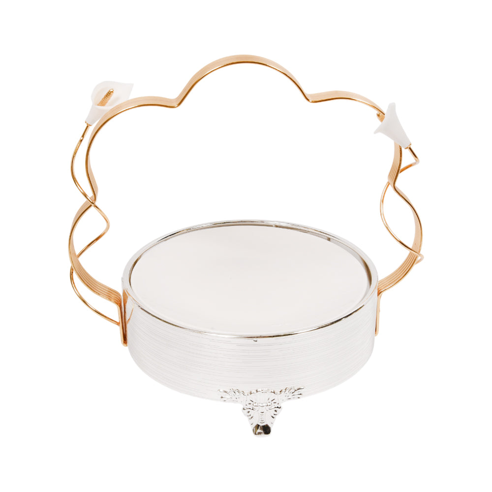 DISH WITH HANDLE SILVER 87-8 (S) Default Title - MamasJan Crockery
