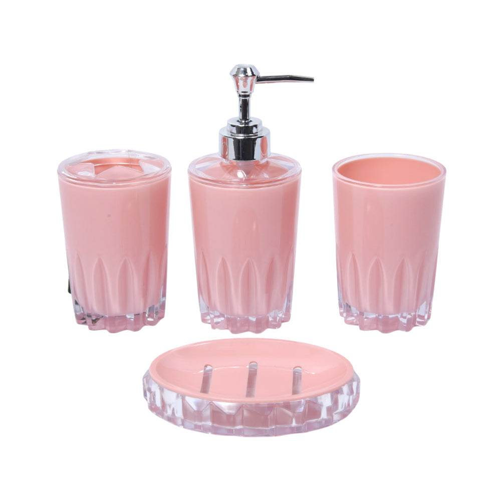 BATHROOM SET 4PC ACRYLIC PINK 7006 Default Title - MamasJan Décor