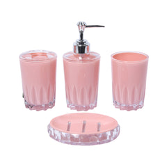 BATHROOM SET 4PC ACRYLIC PINK 7006 Default Title - MamasJan Décor