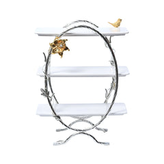 CAKE DISH 3 TIRE SILVER 87-7B M.T Default Title - MamasJan Décor