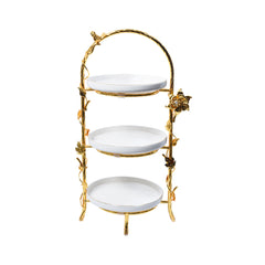 CAKE DISH 3 TIRE ROUND GOLDEN 87-9B M.T Default Title - MamasJan Décor