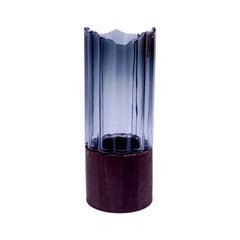 VASE GLASS WITH WOOD 3017-12 Default Title - MamasJan Decoration