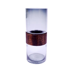 VASE GLASS WITH WOOD 3017-27 Default Title - MamasJan Decoration